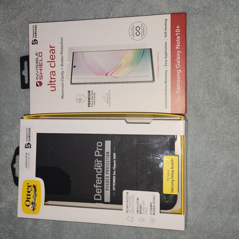 Otterbox Case for Samsung Galaxy Note 10+ Plus and invisible shield ultra clear.